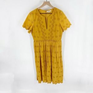 Madewell Yellow Embroidered Mini Dress